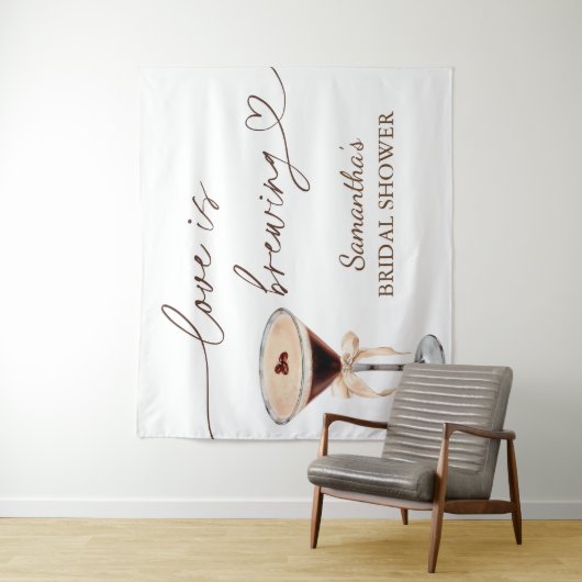 Espresso Martini Love Is Brewing Bruiloftsfeest Wandkleed (In situ)