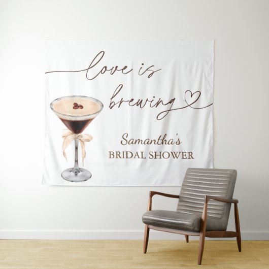 Espresso Martini Love Is Brewing Bruiloftsfeest Wandkleed (In Situ (horizontaal))