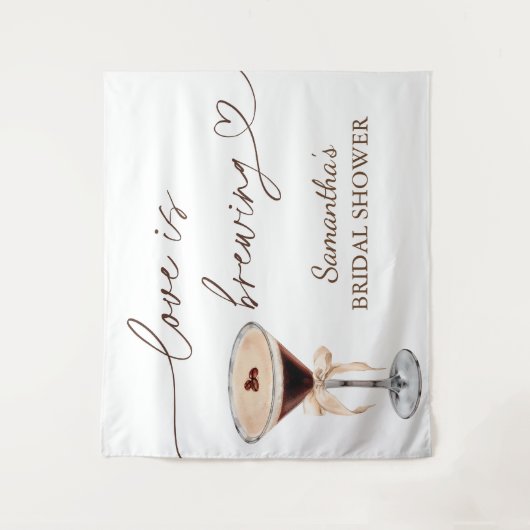 Espresso Martini Love Is Brewing Bruiloftsfeest Wandkleed (Voorkant)