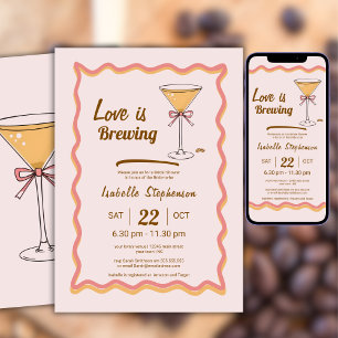 Espresso Martini Modern Wavy Coffee Bruidsuitnodig Kaart