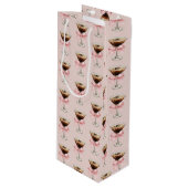 Espresso Martini Pattern Pink Wijn Cadeautas (Voorkant Gekanteld)