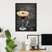 Espresso Martini Recept Chalkboard Cocktail Art Poster (Thuiskantoor)