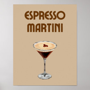 Espresso Martini Retro Tan en Bruine Cocktail Poster