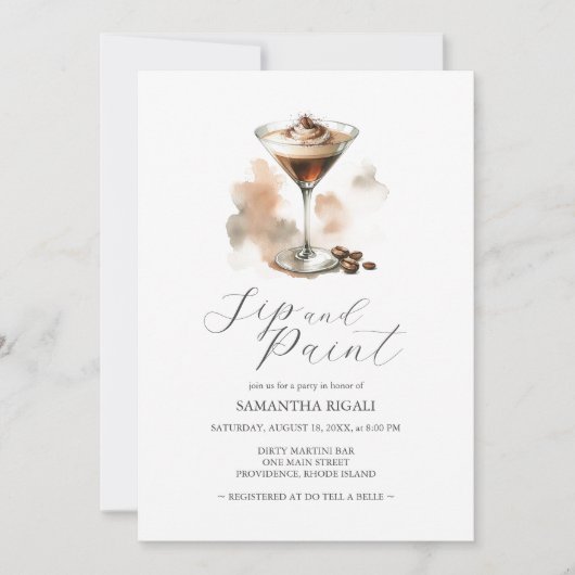 Espresso Martini Sip & Paint Invitations (Devant)