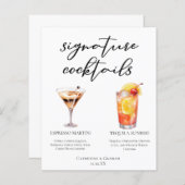 Espresso Martini Tequila Sunrise Cocktails Menu (Devant / Derrière)