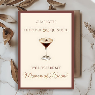 Espresso Martini Thema Matron of Honor Voorstel Kaart