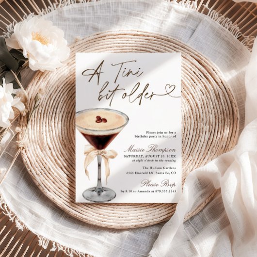 Espresso Martini Tini Bit Older Verjaardagsfeest Kaart