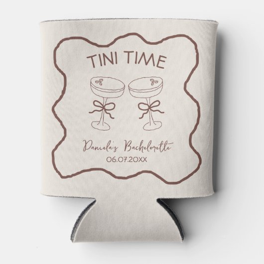 Espresso Martini Tini Time Hand getrokken Bachelor Blikjeskoeler (Voorkant)