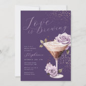 Espresso Martini Violet Douche nuptiale Invitation (Devant)