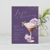 Espresso Martini Violet Douche nuptiale Invitation (Debout devant)