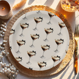 Espresso Martini Zwarte Strik Bruidsfeest Papieren Bordje