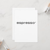 Espresso - minimalistic typography card kaart (Voorkant / Achterkant in situ)