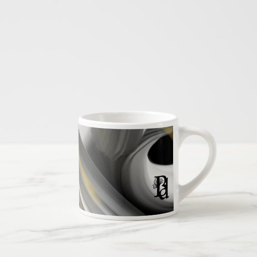 Espresso Mug Abstrait Art Noir Blanc Or (Droite)