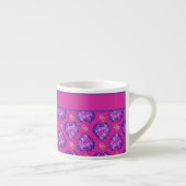 Espresso Mug café, Coeurs, Fleurs, Magenta (Droite)
