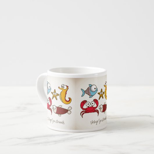 Espresso Mug d'animaux marins vintages (Devant gauche)