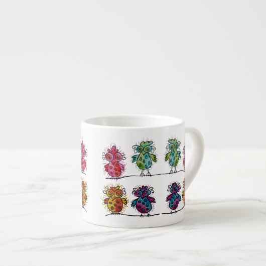 Espresso Mug (Oiseaux lunaires 01) (Devant droit)