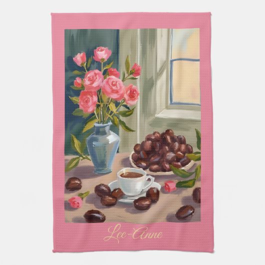 Espresso Pot Waterverf – Gezellig Koffie Decor Theedoek (Verticaal)