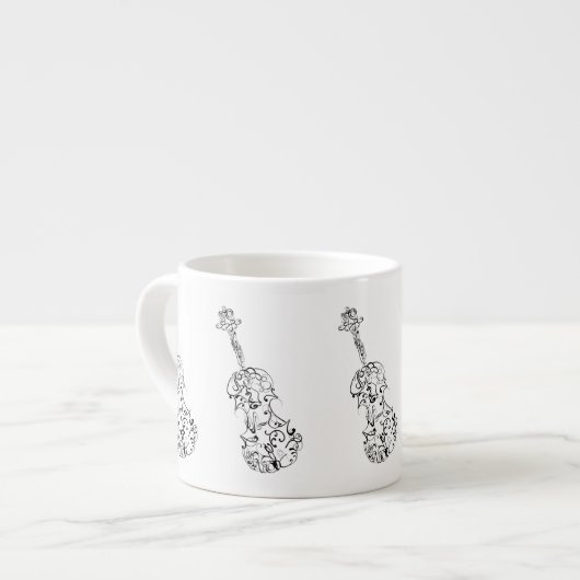 Espresso Violin Line Drawing Kop (Voorkant links)