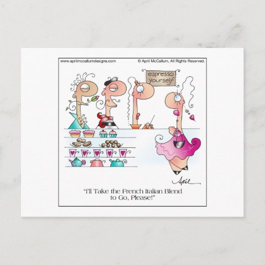 ESPRESSO VOUS-MÊME ! Carte postale de dessin (Devant)