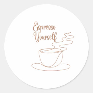 Espresso zelf tekstontwerp ronde sticker