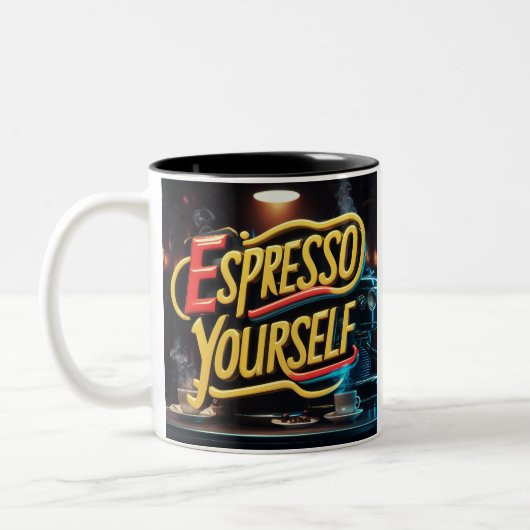 "Espresso zelf" Tweekleurige Koffiemok (Links)
