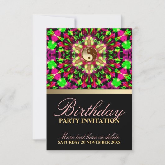 Esprit coloré Invitation de fête d'anniversaire (Devant)