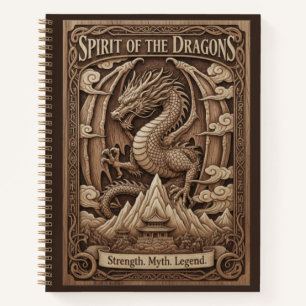 Esprit des Dragons Journal en Bois Sculpté Mythiqu