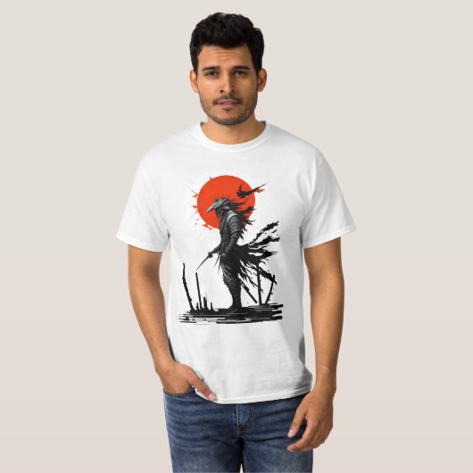 Esprit Samurai : T-shirt guerrier de lune de sang (Devant entier)