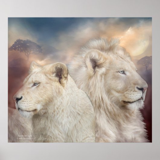 Esprits De Lumière - Poster D'Art Lion Blanc / Imp (Devant)