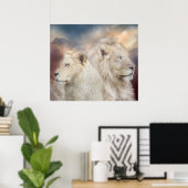Esprits De Lumière - Poster D'Art Lion Blanc / Imp (Bureau à domicile)