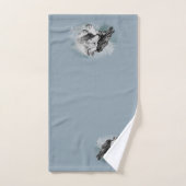 Esquisse COULEUR CHANGEMENT Loup et Corbeau noir e (Serviette à main)