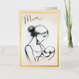 Esquisse d'amour de maman avec enfant - Carte de f