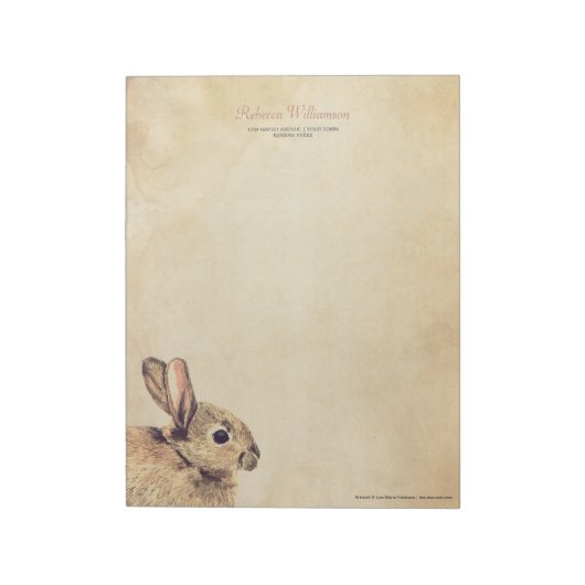 Esquisse de lapin vintage Bloc-notes personnalisé (Tourné)