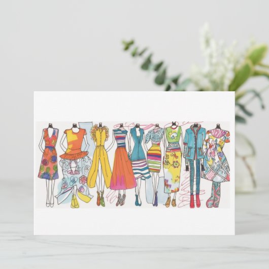 Esquisse de mode Art Imprimer Carte pour notes bla (Debout devant)