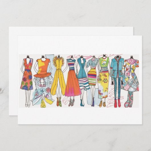 Esquisse de mode Art Imprimer Carte pour notes bla (Devant / Derrière)