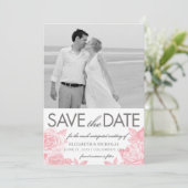 Esquisse rose Enregistrer la date Carte photo en r (Debout devant)