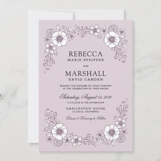 Essai de Faire-part de mariage floral de fleurs vi (Devant)