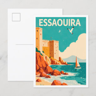 Essaouira Marokko Kunst Vintage Illustratie Reizen Briefkaart