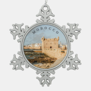 Essaouira Marokko Kustvesting Reis Tin Sneeuwvlok Ornament