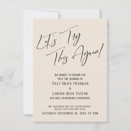 Essayons encore cette carte Mariage reportée à la  (Devant)