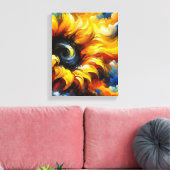 Essence of Sunlight - Abstracte zonnebloemmuurkuns Canvas Afdruk (Insitu (Woonkamer))