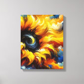 Essence of Sunlight - Abstracte zonnebloemmuurkuns Canvas Afdruk (Voorkant)