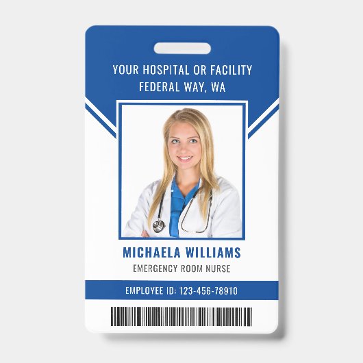 Essential Employee Barcode Photo Security ID Badge (Voorkant)