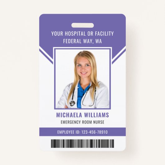 Essential Employee Barcode Photo Security ID Badge (Voorkant)