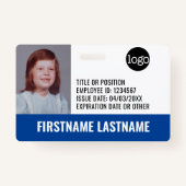 Essential Employee ID Photo, Bar Code, Logo, Issue Badge (Voorkant)