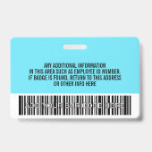 Essential Employee ID Photo, Bar Code, Logo, Name Badge (Achterkant)