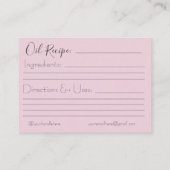 Essential Oil Recipcard Visitekaartje (Achterkant)