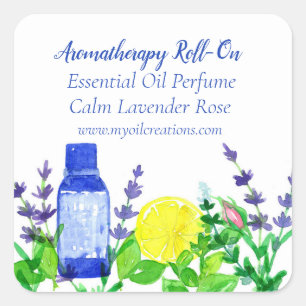 Essential Oils Herbs Flowers Rosebud Lemon Vierkante Sticker