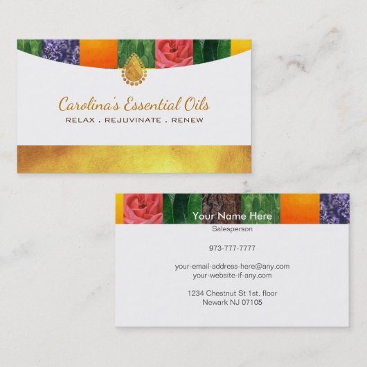 Essential Oils Slogans Visitekaartjes (Voorkant / Achterkant)