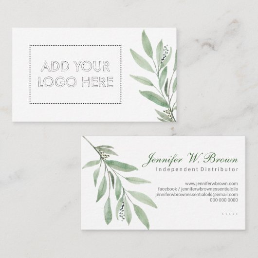 Essential Oils voegen aangepaste groene bloem-scho Visitekaartje (Voorkant / Achterkant)